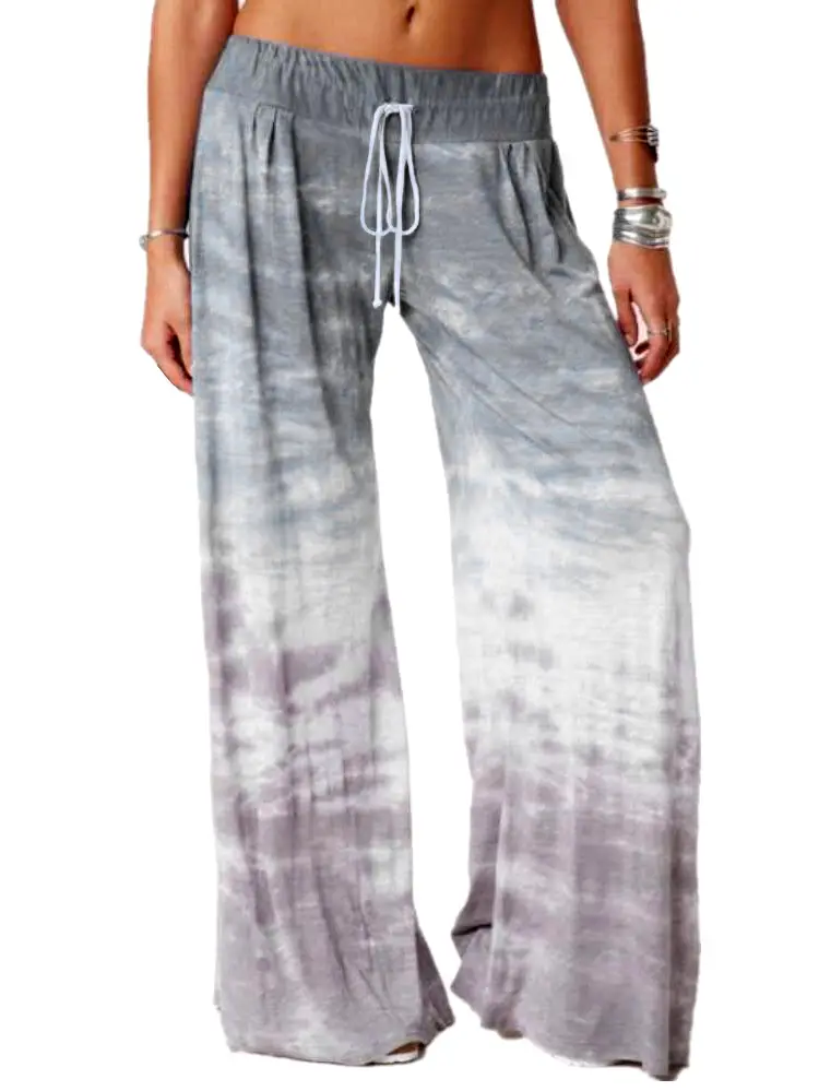Women Gradient Printed Wide Leg Pants 2024