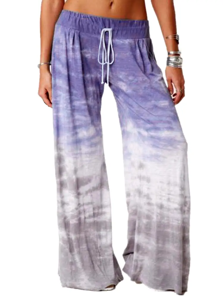 Women Gradient Printed Wide Leg Pants 2024