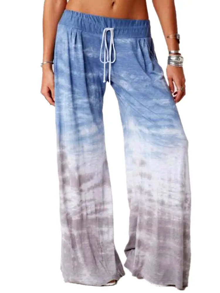 Women Gradient Printed Wide Leg Pants 2024