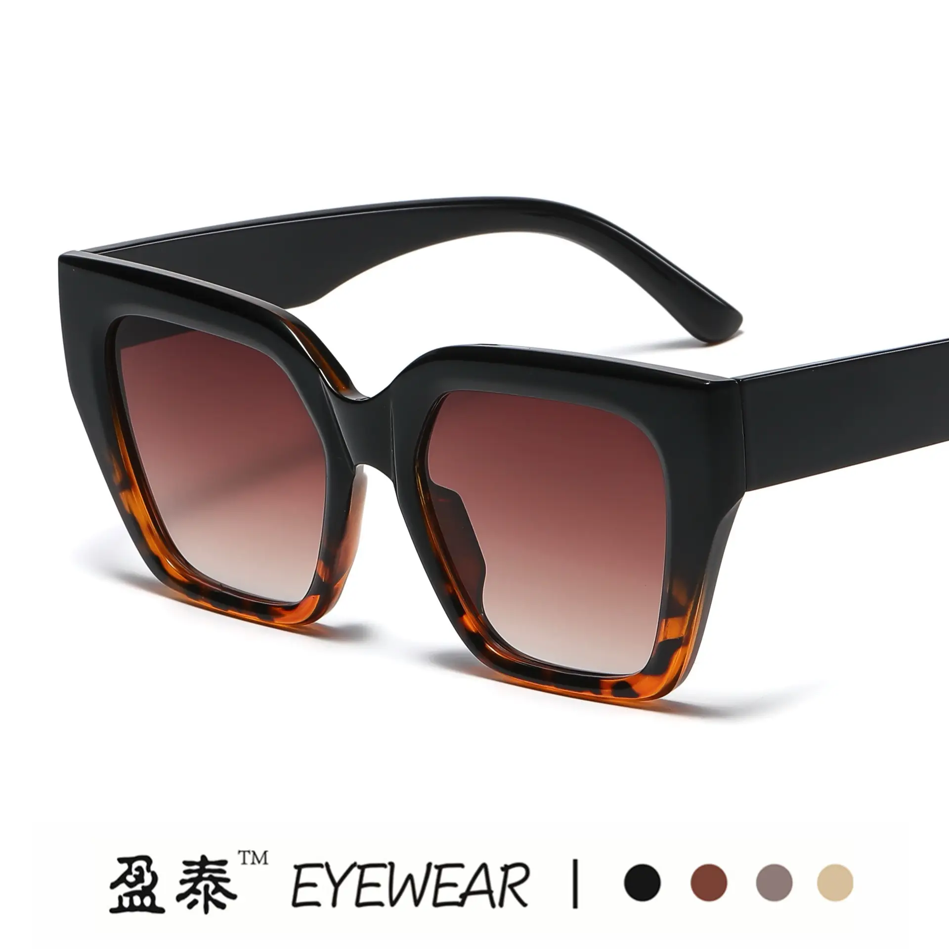 Black Grey Polygon Sunglasses for Men - Image 9