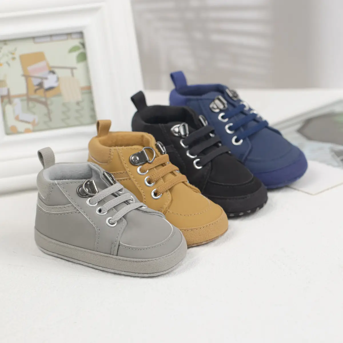 Grey Casual Baby Shoes for Kids Non-Slip Soles
