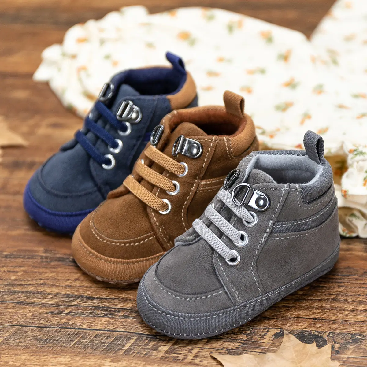 Grey Casual Baby Shoes for Kids Non-Slip Soles