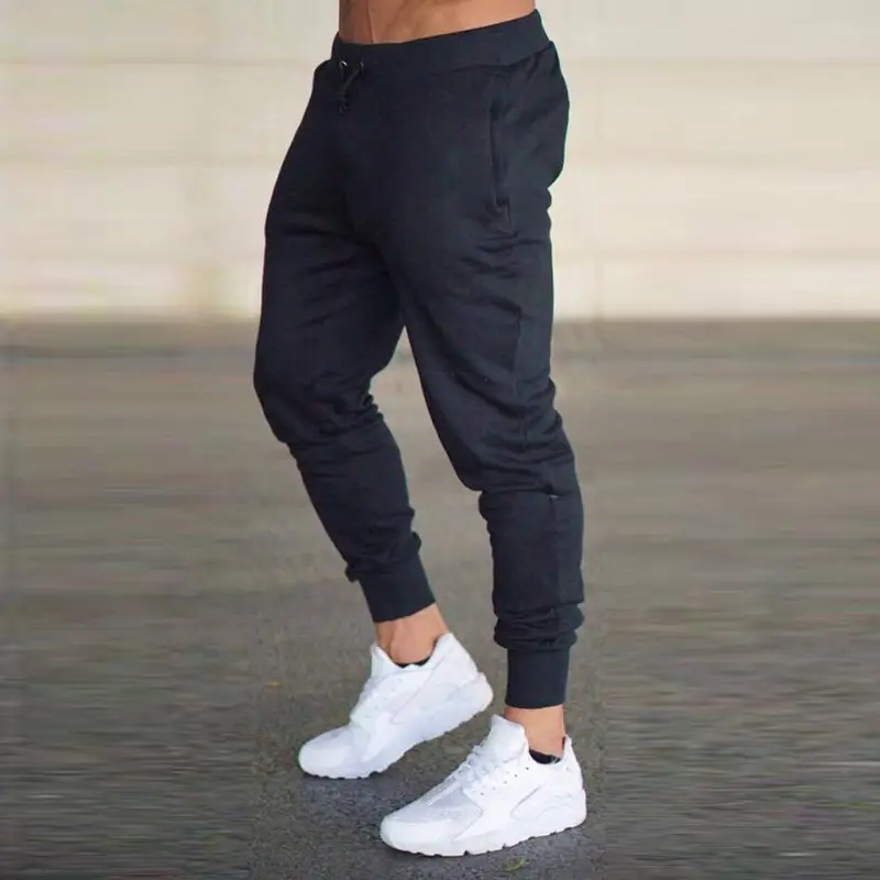 Slim Fit Sports Pants Men Black Running Fitness - Image 2