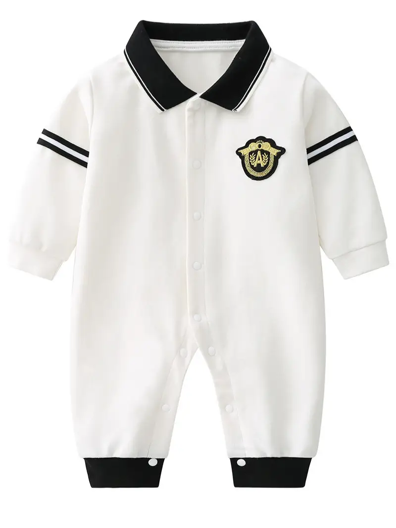 Baby Police Uniform White Black One-Year Old Jumpsuit