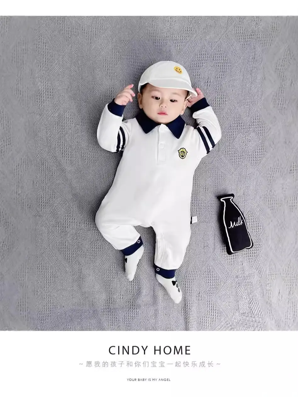 Baby Police Uniform White Black One-Year Old Jumpsuit
