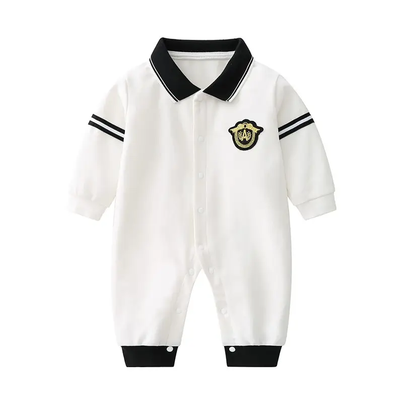 Baby Police Uniform White Black One-Year Old Jumpsuit