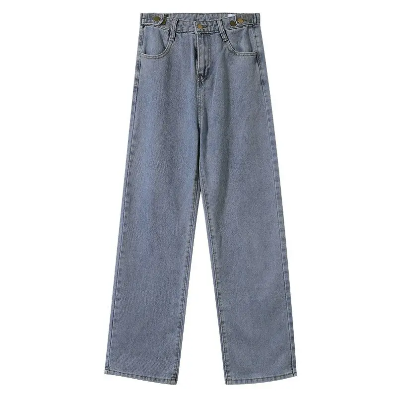 Women Wide Leg Jeans High Waist Slim Fit Blue 2021 - Image 8
