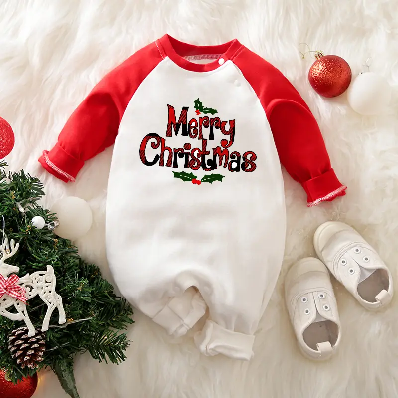 2024 Christmas Baby Long Sleeve Climbing Jumpsuit Red White - Image 21