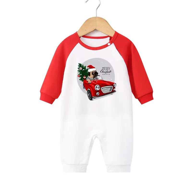 2024 Christmas Baby Long Sleeve Climbing Jumpsuit Red White - Image 23