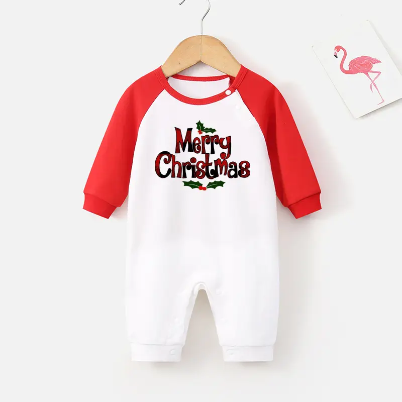 2024 Christmas Baby Long Sleeve Climbing Jumpsuit Red White - Image 2