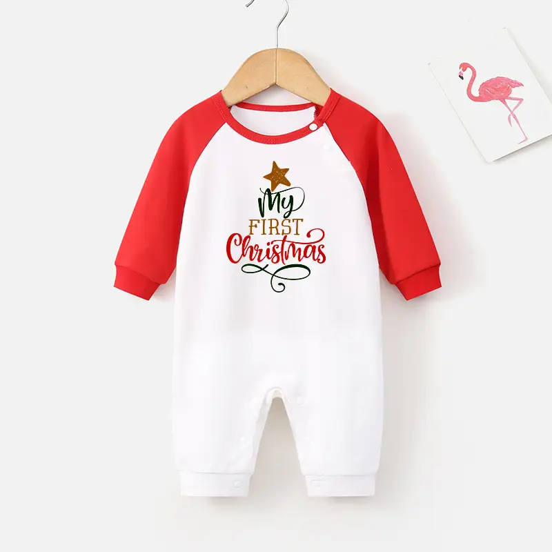 2024 Christmas Baby Long Sleeve Climbing Jumpsuit Red White - Image 3