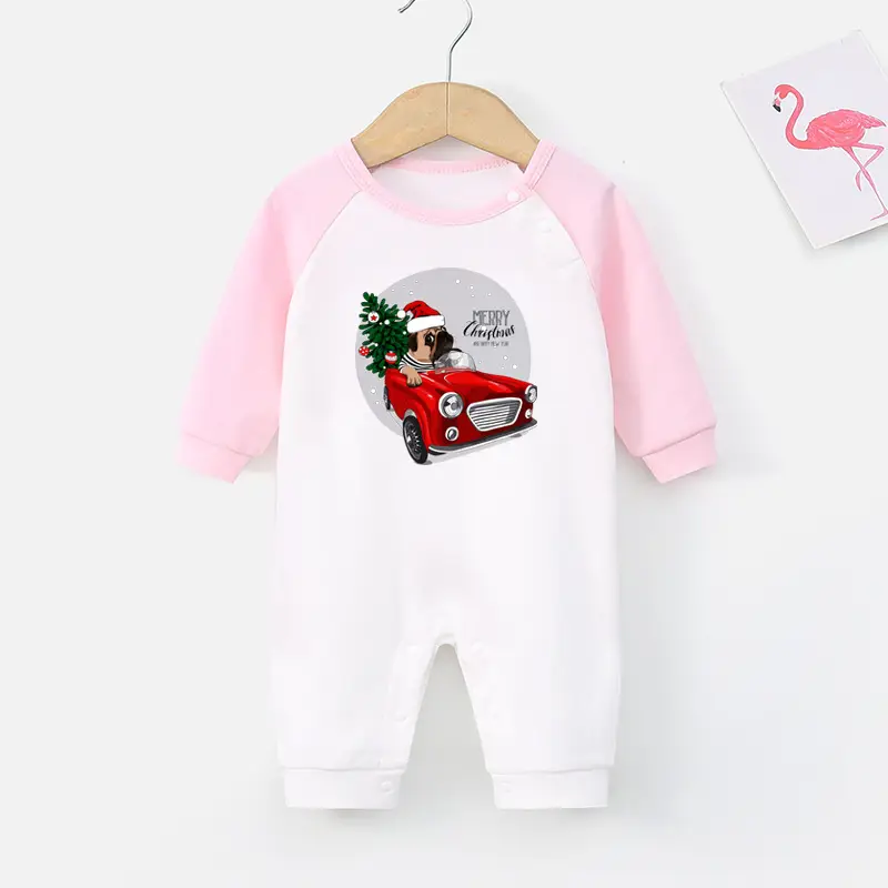 2024 Christmas Baby Long Sleeve Climbing Jumpsuit Red White - Image 4