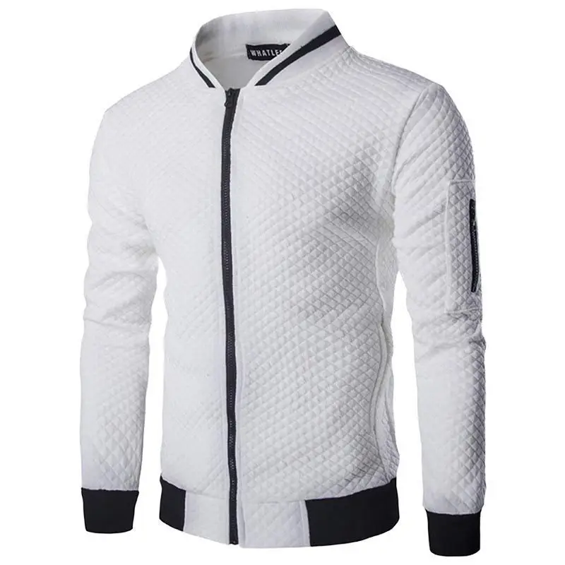 Men's Maroon Zipper Casual Jacket Collar Solid Color - Image 12