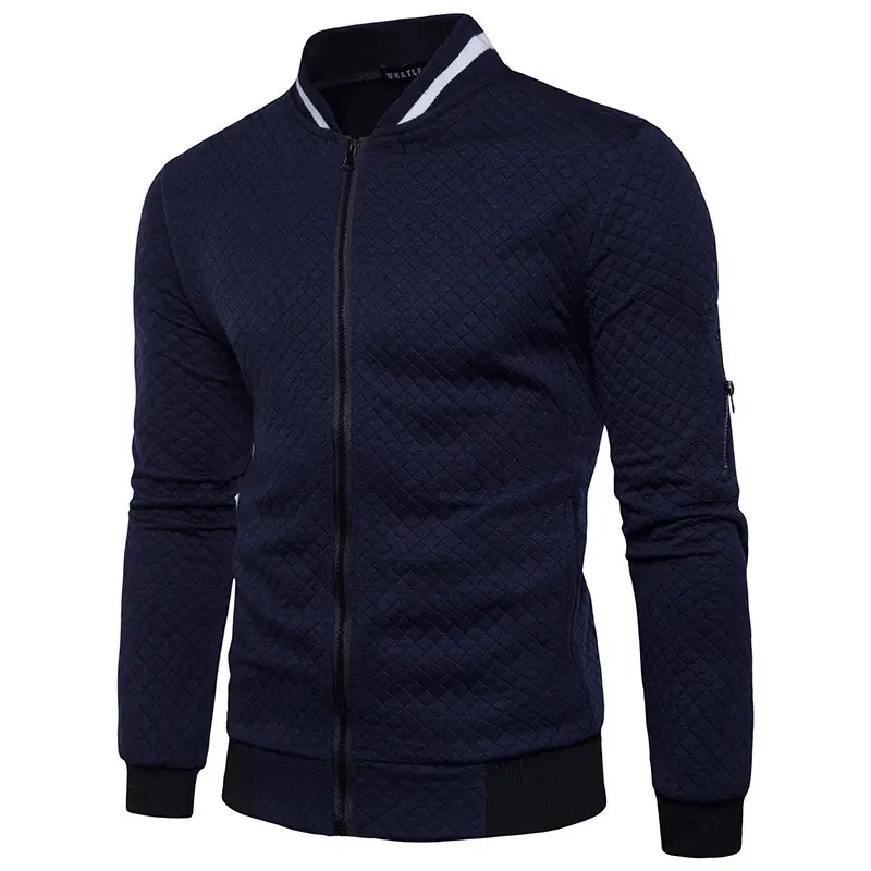 Men's Maroon Zipper Casual Jacket Collar Solid Color - Image 8