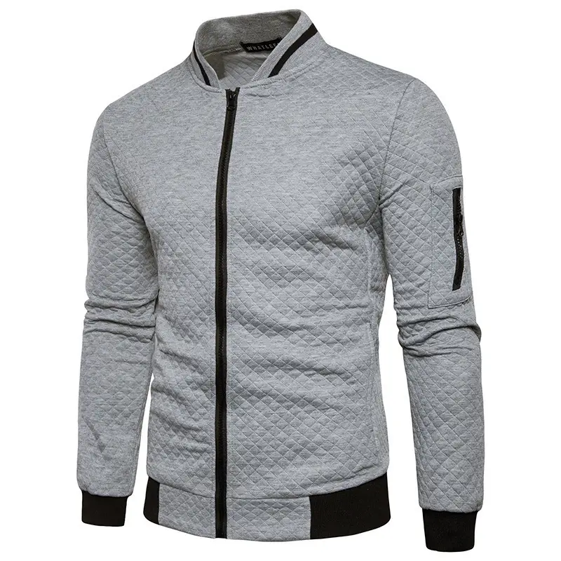 Men's Maroon Zipper Casual Jacket Collar Solid Color - Image 11
