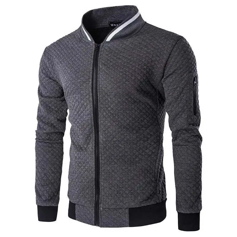 Men's Maroon Zipper Casual Jacket Collar Solid Color - Image 6