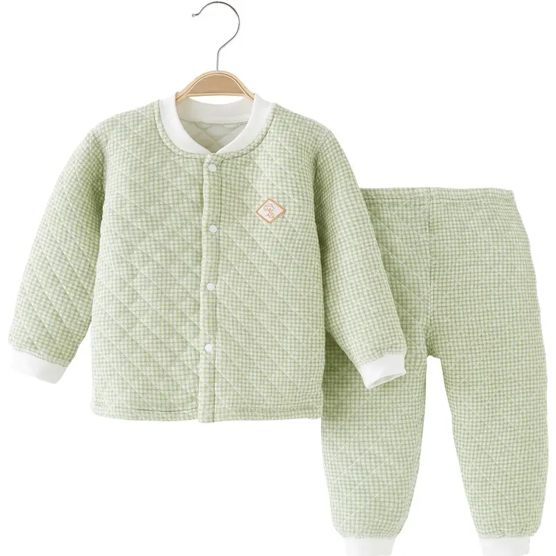 Green Quilted Baby Pajamas Set for Newborn