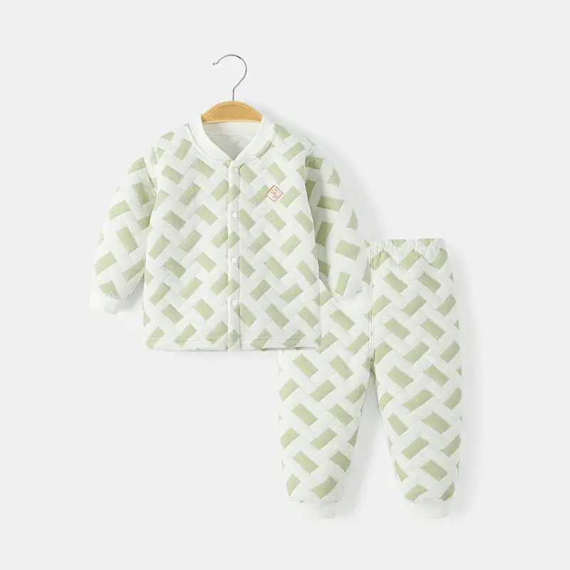 Green Quilted Baby Pajamas Set for Newborn