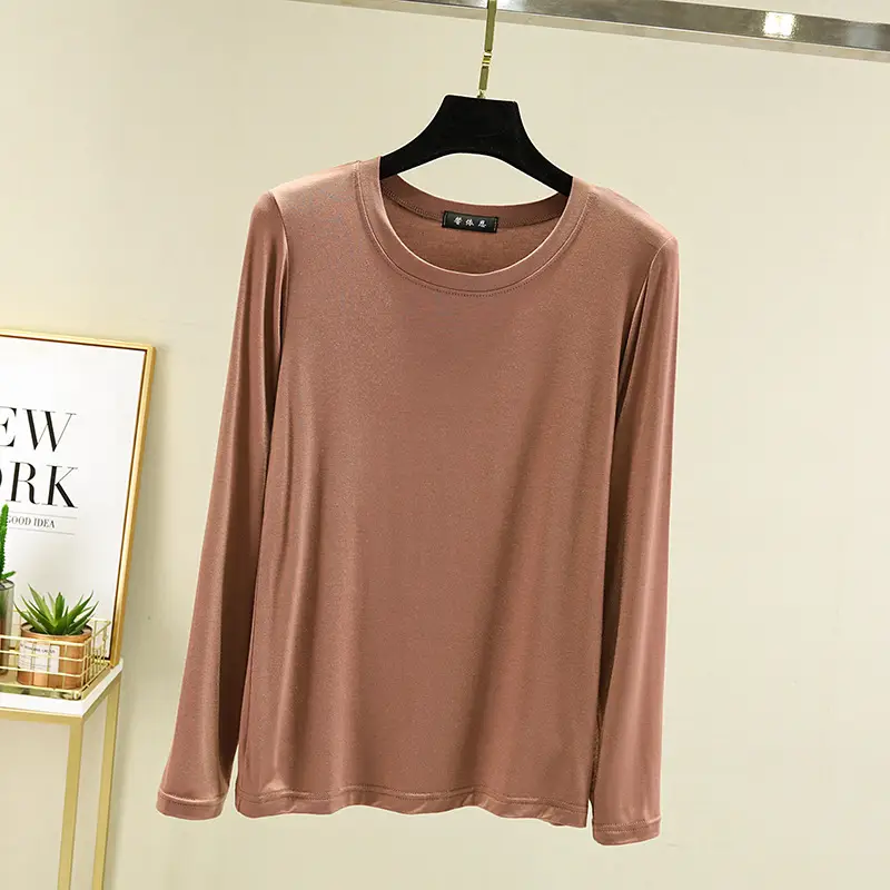Women's Pink Long Sleeve Crewneck T-Shirt - Image 13