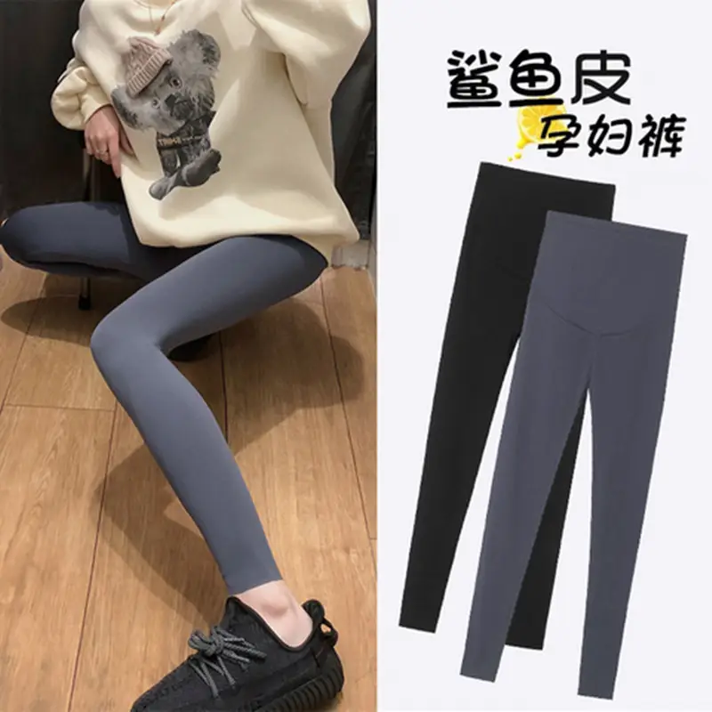 Pregnant Women's Pink Velvet Leggings for Spring Autumn Yoga Wear - Image 10