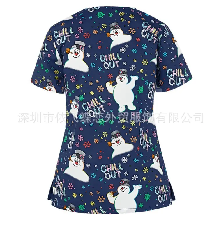 2023 Christmas Printed V-Neck Split Guard Shirt for Women - Image 9