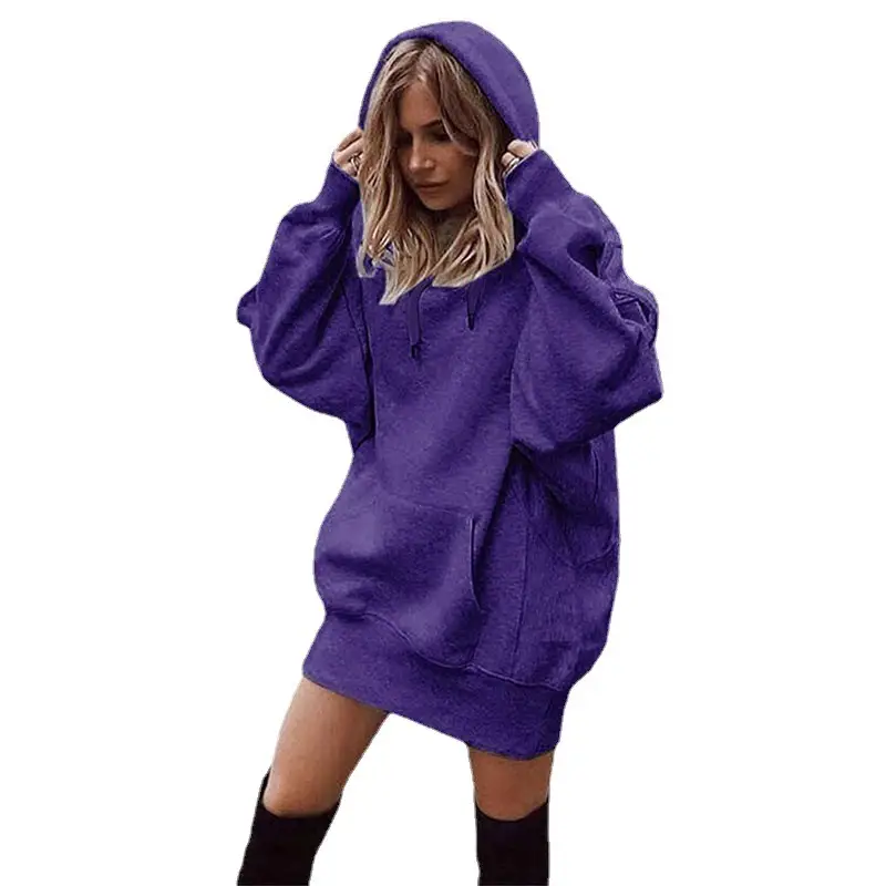 Purple Hooded Fleece Sweatshirt for Women - Image 12
