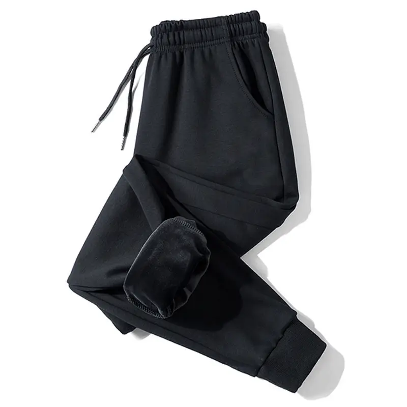 Fleece-lined Cropped Ankle Pants for Men Black - Image 16