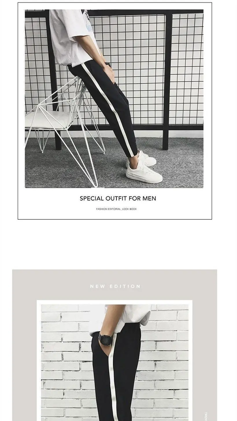 Fleece-lined Cropped Ankle Pants for Men Black — feature 12