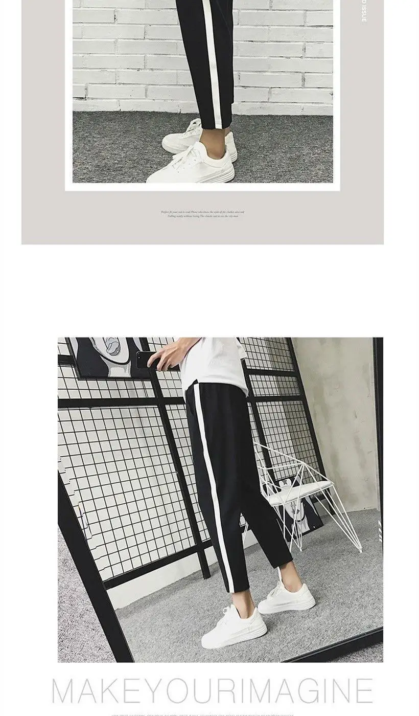 Fleece-lined Cropped Ankle Pants for Men Black — feature 13