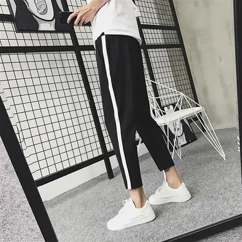 Fleece-lined Cropped Ankle Pants for Men Black - Image 10