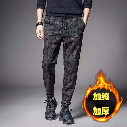 Fleece-lined Cropped Ankle Pants for Men Black - Image 5