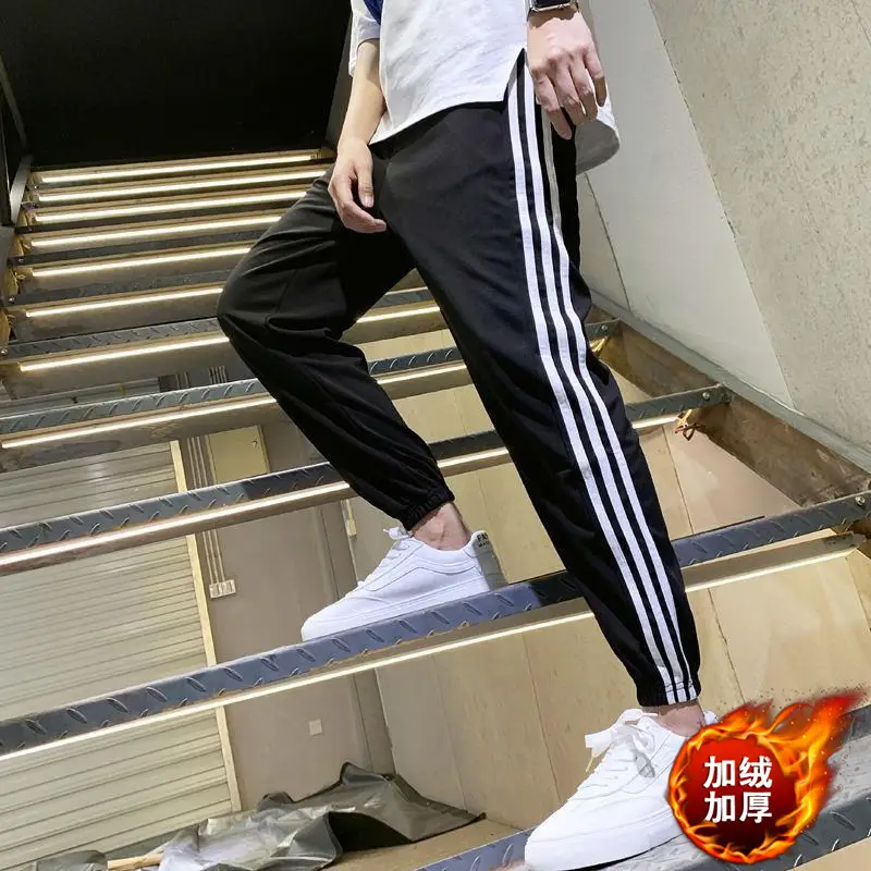 Fleece-lined Cropped Ankle Pants for Men Black - Image 6
