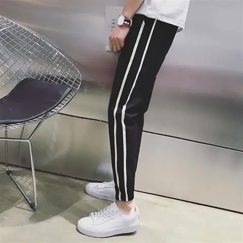 Fleece-lined Cropped Ankle Pants for Men Black - Image 8