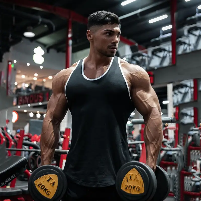 Men Maroon Bodybuilding Vest Cotton Summer - Image 9