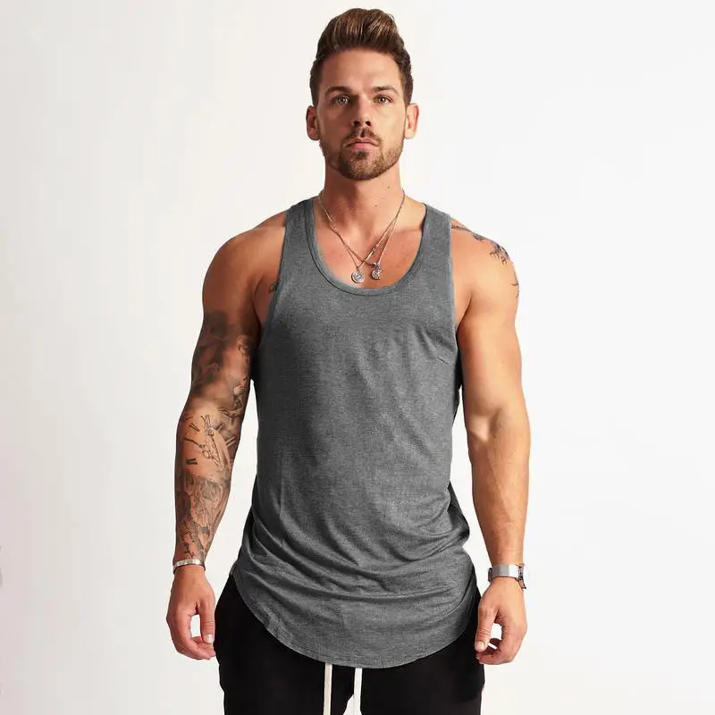 Men Maroon Bodybuilding Vest Cotton Summer - Image 2