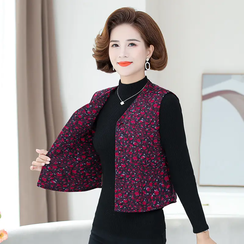 Middle-aged Embroidered Waistcoat Vest for Winter - Image 3