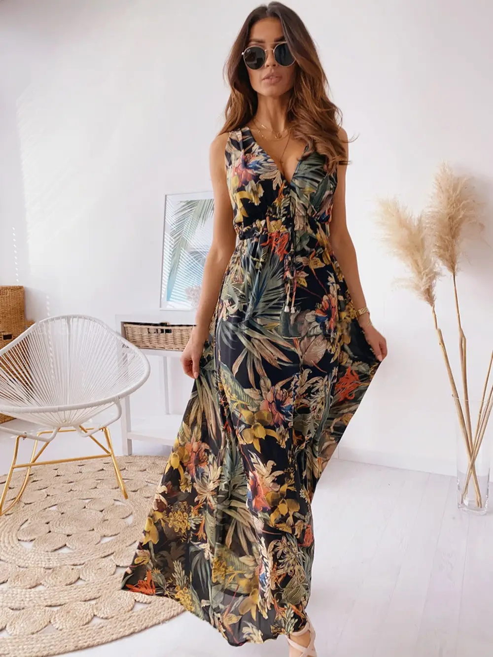 Backless Printed Strap Dress Women Spring Summer New Style - Image 3