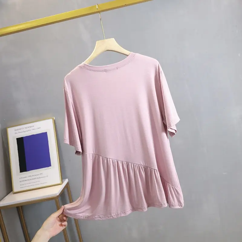Women Loose Fit T-Shirt Grey Summer Casual Wear - Image 3