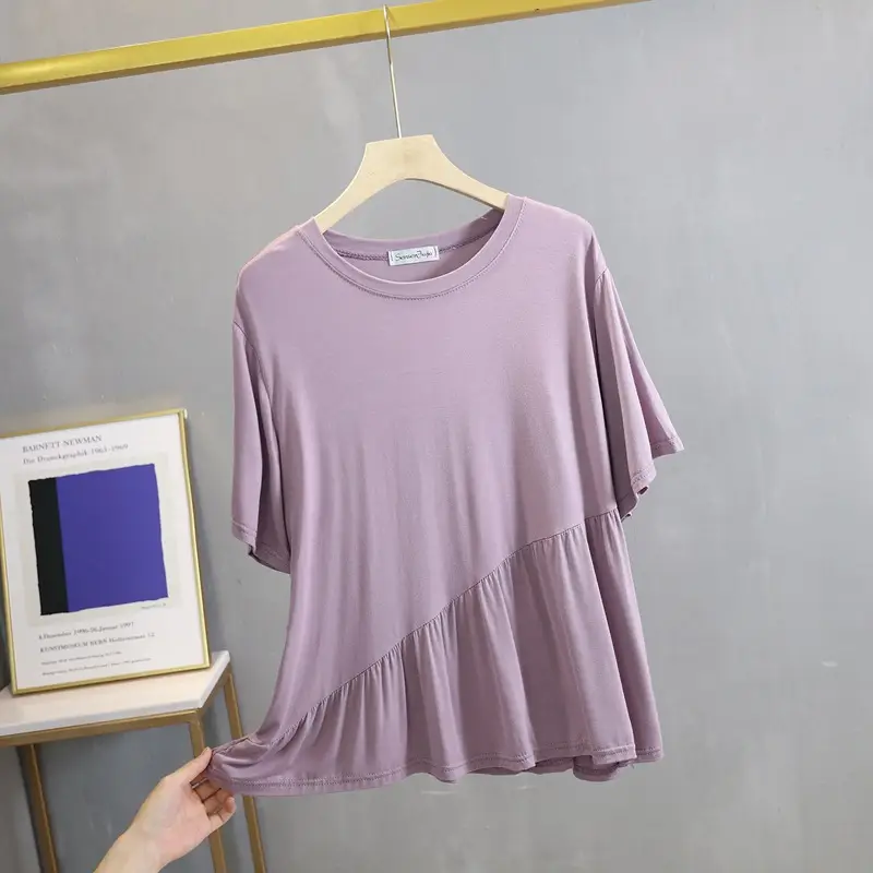Women Loose Fit T-Shirt Grey Summer Casual Wear - Image 5