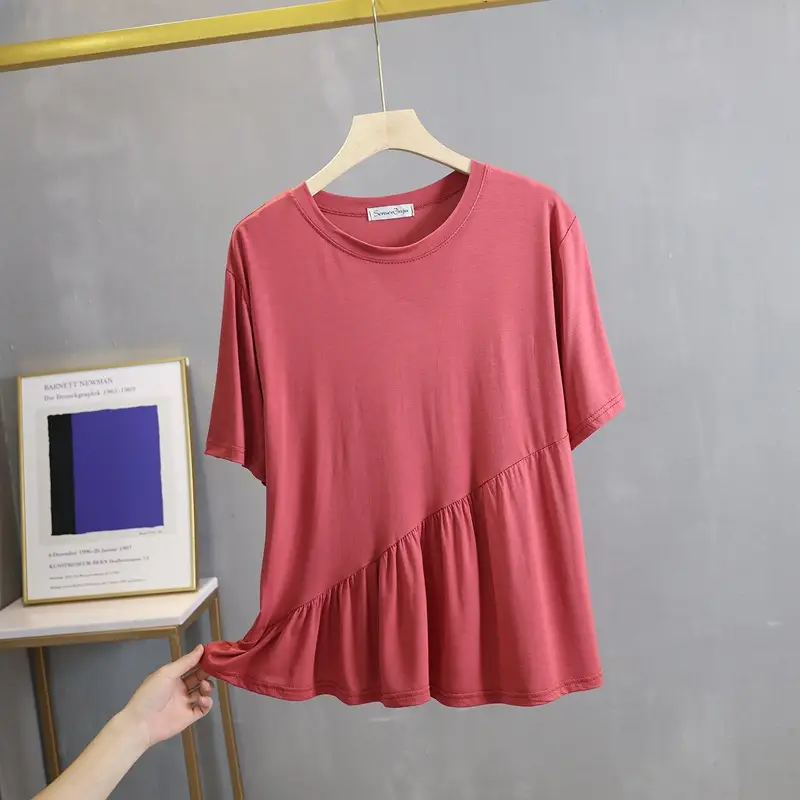 Women Loose Fit T-Shirt Grey Summer Casual Wear - Image 11