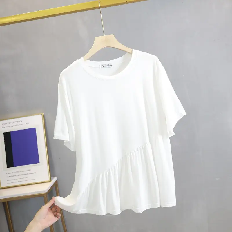 Women Loose Fit T-Shirt Grey Summer Casual Wear - Image 2