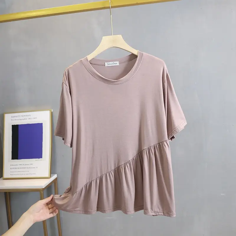 Women Loose Fit T-Shirt Grey Summer Casual Wear - Image 7