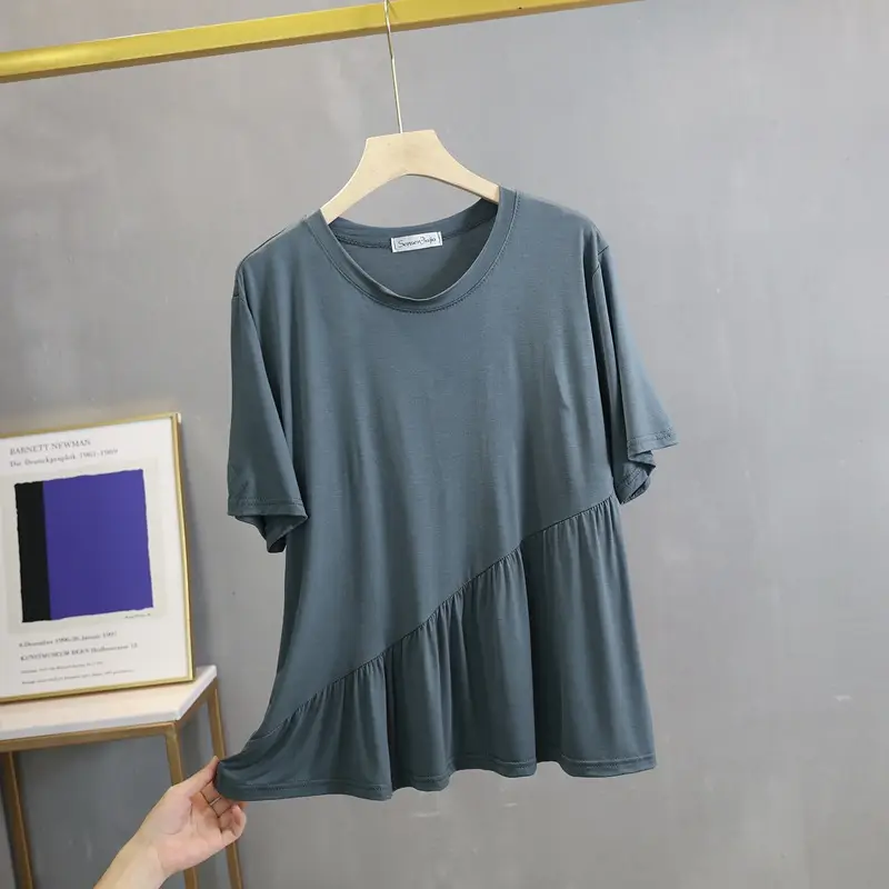 Women Loose Fit T-Shirt Grey Summer Casual Wear - Image 9