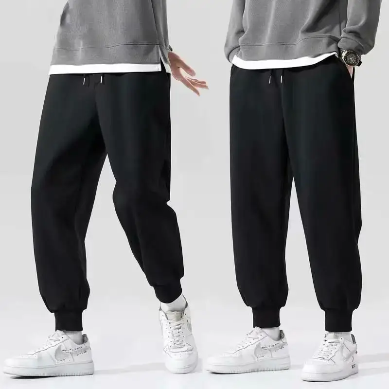 Men Korean Style Grey Leg Loose Sports Pants Summer Sweatpants - Image 4