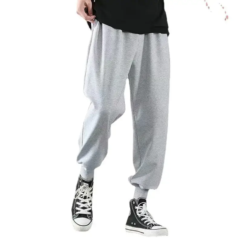 Men Korean Style Grey Leg Loose Sports Pants Summer Sweatpants - Image 7