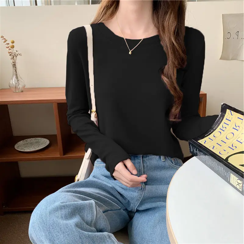Women's Long Sleeve Black T-Shirt 2024 Autumn — feature 10