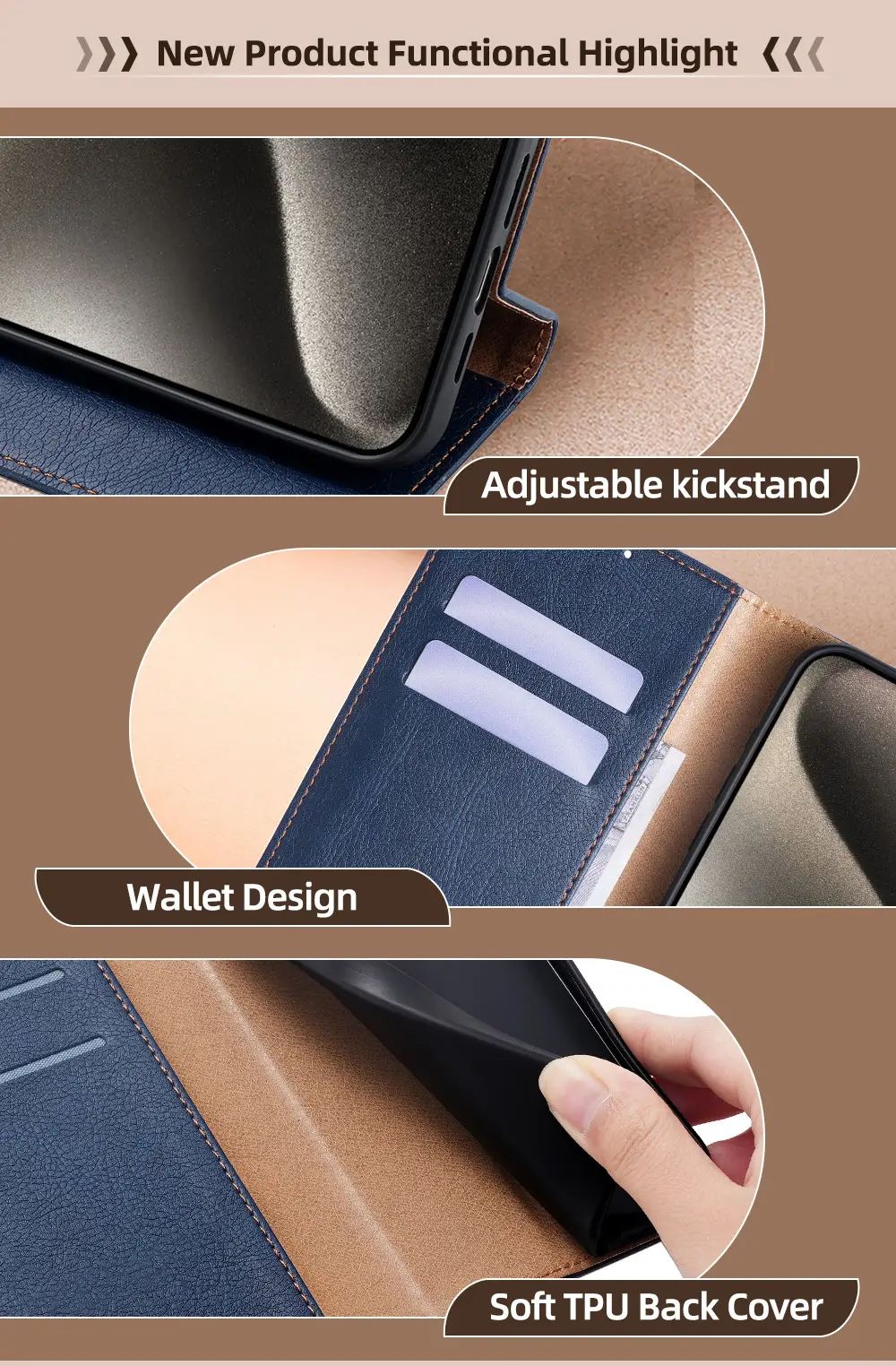 Blue Leather 5G Mobile Case for A04E 4G — feature 14