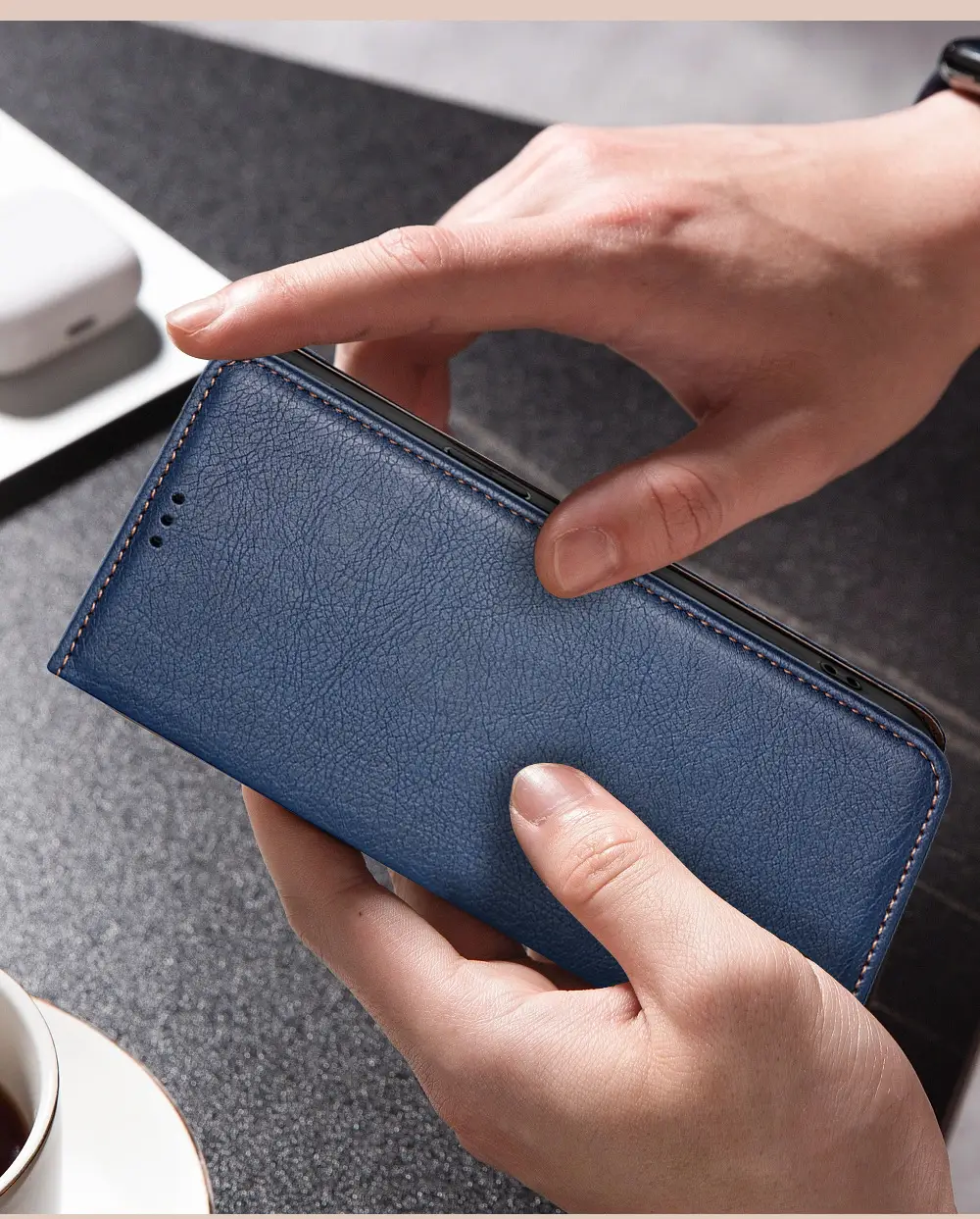 Blue Leather 5G Mobile Case for A04E 4G — feature 15