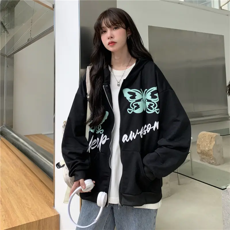 Autumn 2022 Black Butterfly Hoodie for Women - Image 2