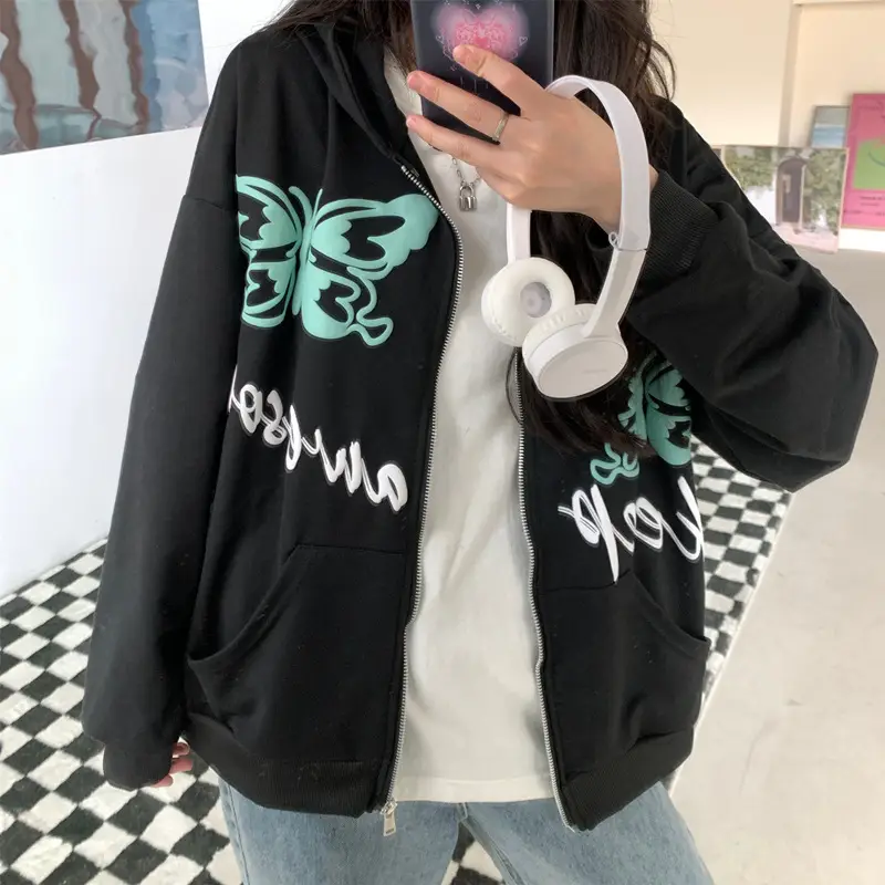 Autumn 2022 Black Butterfly Hoodie for Women - Image 4